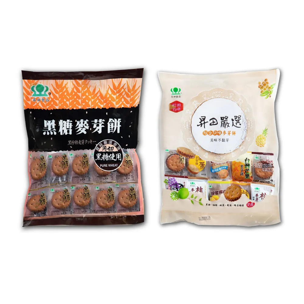 【昇田食品】麥芽餅四入組(黑糖X2+綜合X2)