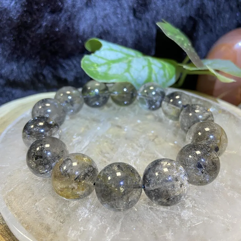 【Cozy 世界水晶原礦與茶】黑黃閃靈 18mm+ 21-3(可平衡凈化七輪 轉化負能量)