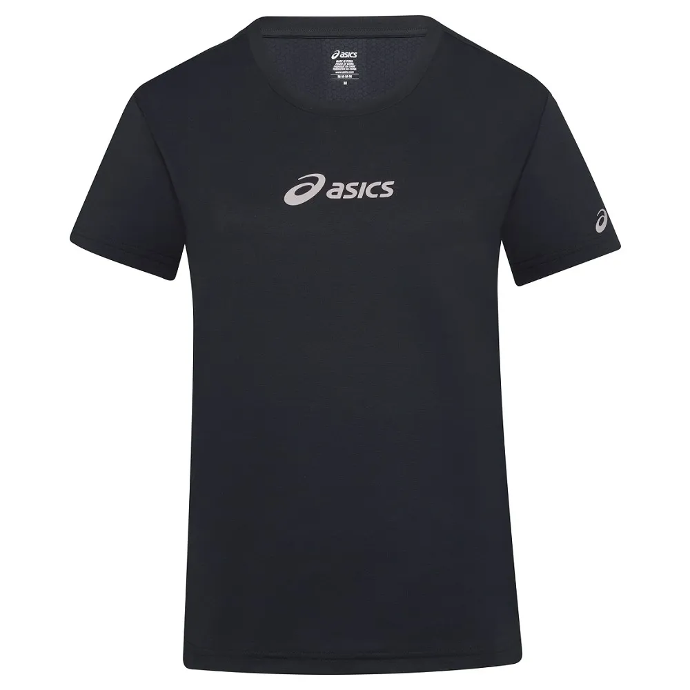 【asics 亞瑟士】短袖上衣 女 訓練 慢跑 黑 2032D690-001