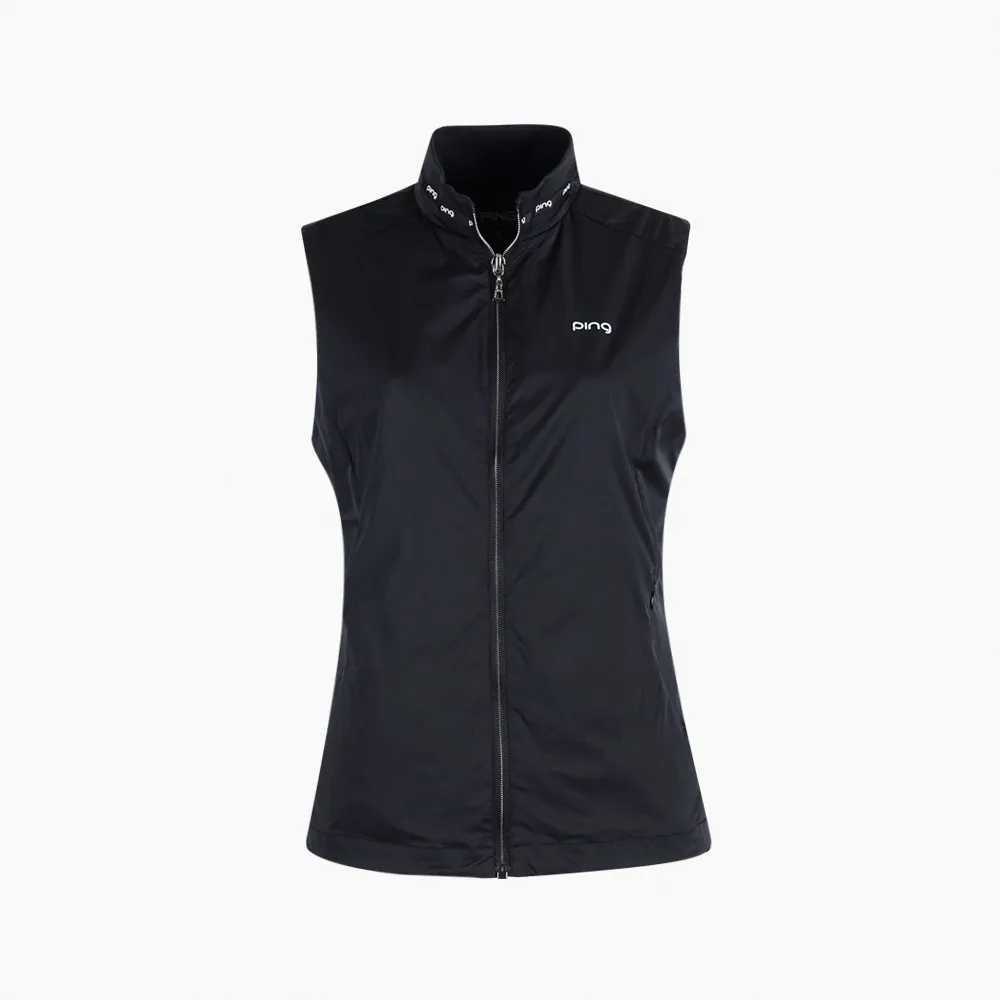 【PING】女款防潑水防曬抗UV高爾夫薄背心-黑(GOLF/RB24115-88)