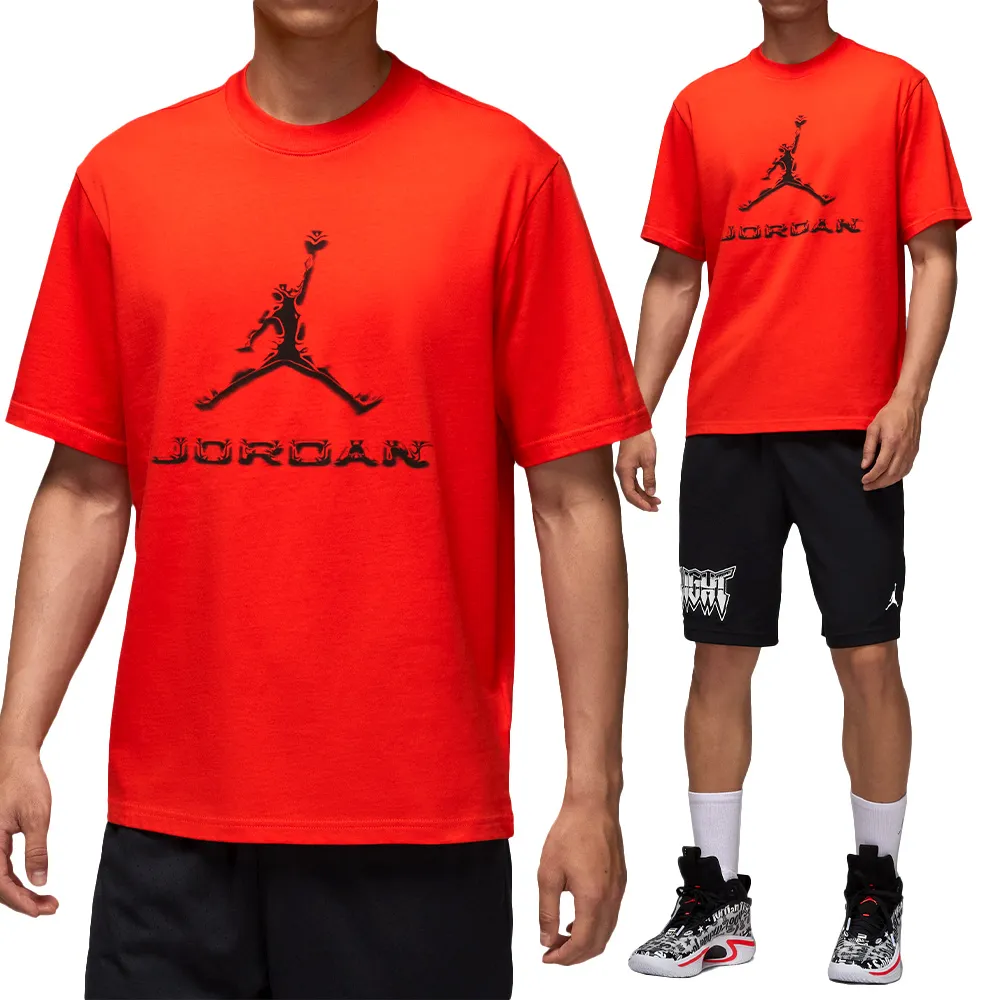 【NIKE 耐吉】As J Df Jd Sprt Brnd Ss Crew 男款 橘紅色 棉質 舒爽 短袖 HQ9092-891