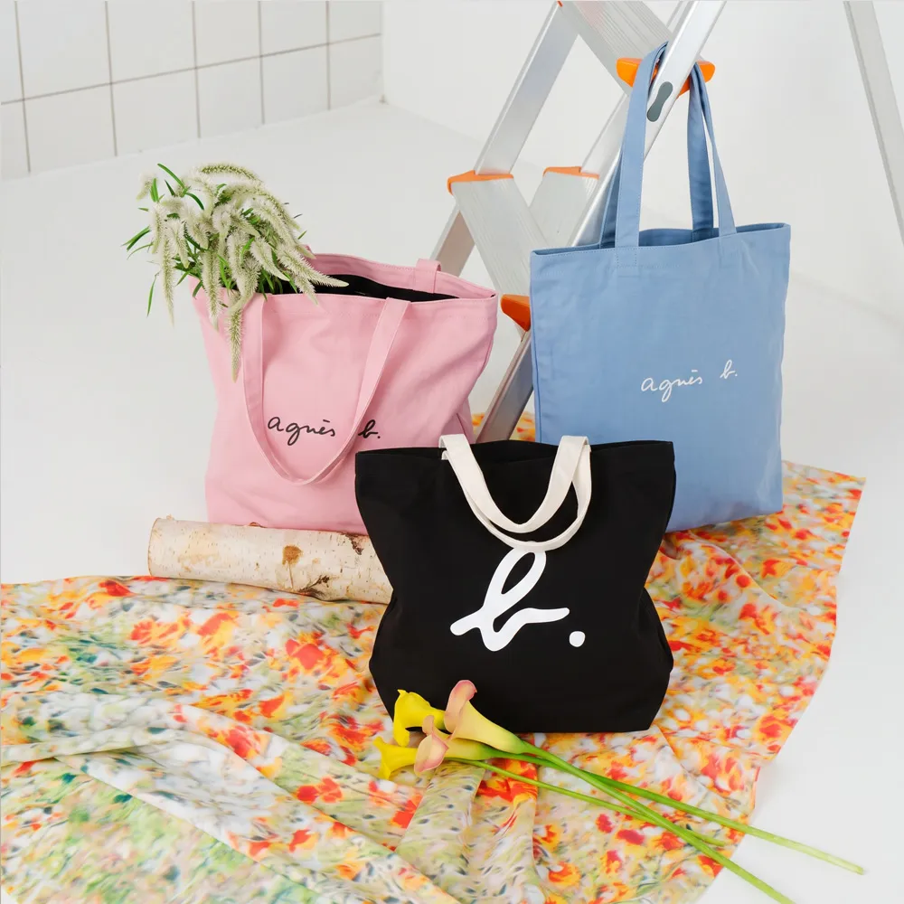 【agnes b.】Voyage 雙面logo棉質購物袋 多款任選