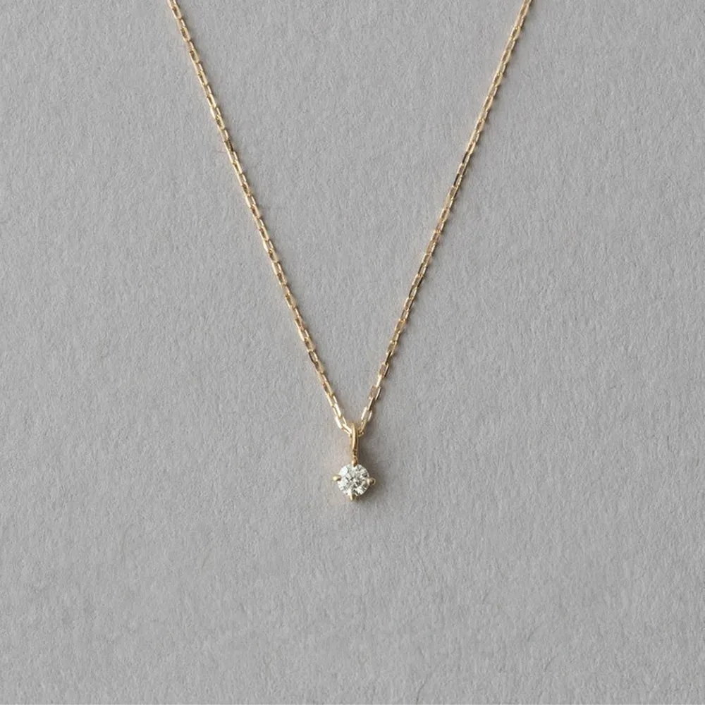 【ete】K10YG 層疊單鑽爪鑲鑽石項鍊