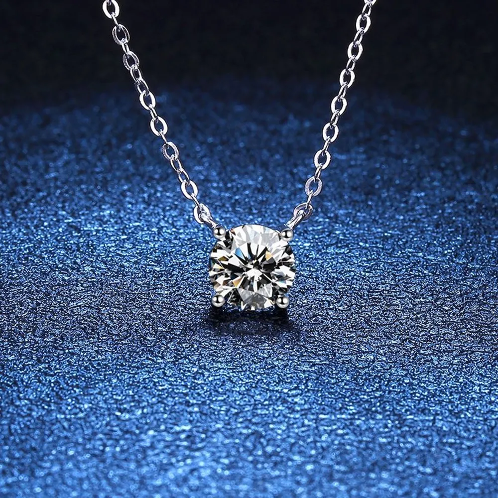 【巴黎精品】現貨+預購 莫桑鑽石項鍊飾品配件925純銀項鍊(輕奢華麗1克拉鑽石項鏈莫桑鑽項鍊a1cn4)