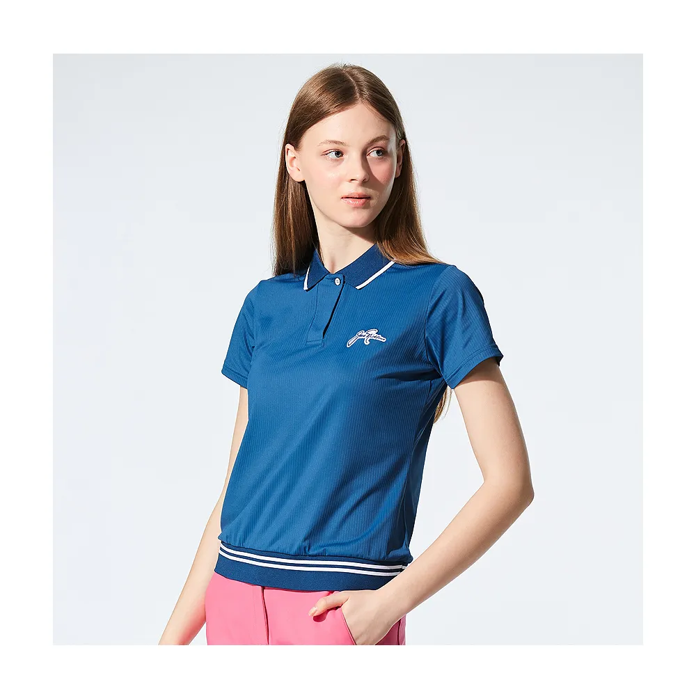 【Jack Nicklaus 金熊】GOLF女款涼感吸濕排汗彈性高爾夫球衫//POLO衫(藍色)
