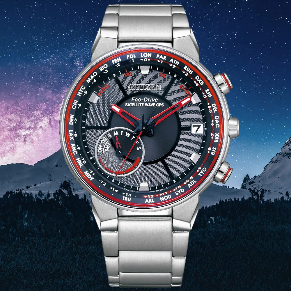 【CITIZEN 星辰】GENTS系列 GPS衛星對時 重力紅 光動能腕錶 錶 週年慶 雙11 (CC3031-51E)