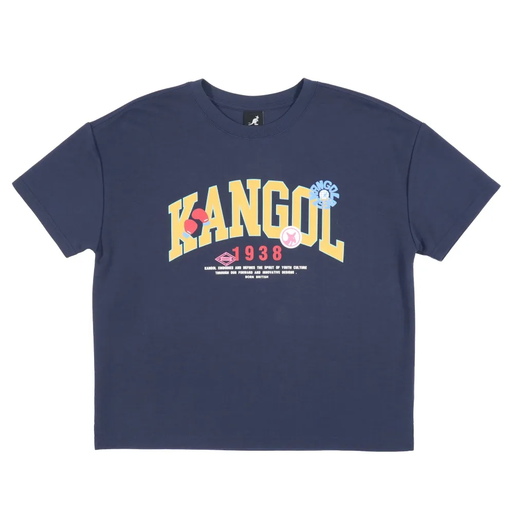【KANGOL】短T 深藍 印花LOGO 落肩 袋鼠 短袖 女(6522100580)
