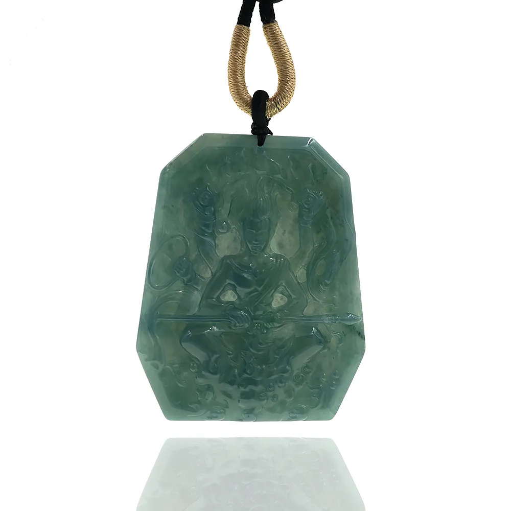 【喜緣玉品】三太子 天然翡翠A貨 深綠吉祥 玉珮-僅此一品(開運風水)(直)