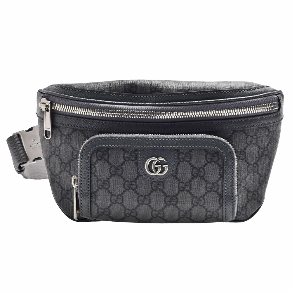 【GUCCI 古馳】經典Ophidia GG Supreme印花帆布腰包(灰色733868-UULHK-8576)