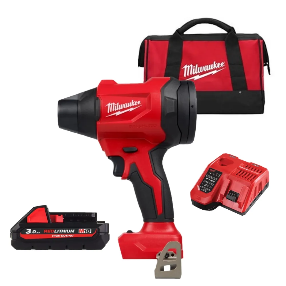 【Milwaukee 美沃奇】18V 充電式 無刷 空氣槍 吹塵槍 吹風機(M18 BLHSB主機+3.0電池一顆+充電器+提袋)