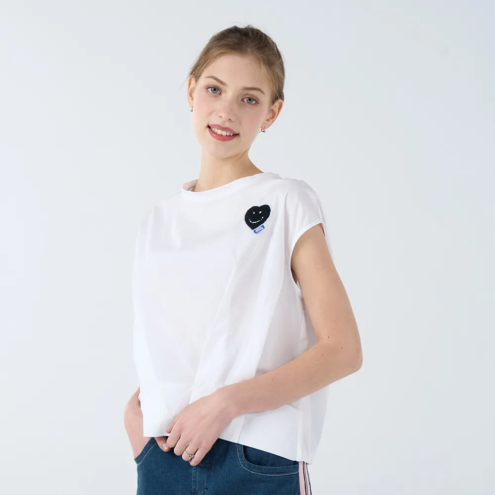【Qiruo 奇若名品】春夏專櫃白色小包袖上衣7017A  個性帥氣酷 