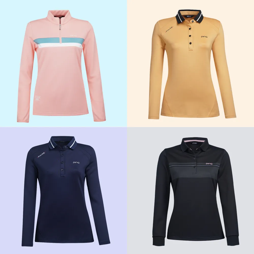 【PING】女款素面吸濕排汗長袖POLO衫-多款(GOLF/高爾夫球衫)