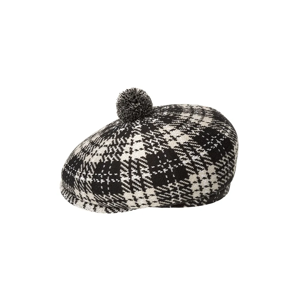 【KANGOL】POM 毛球鴨舌帽(黑白色)