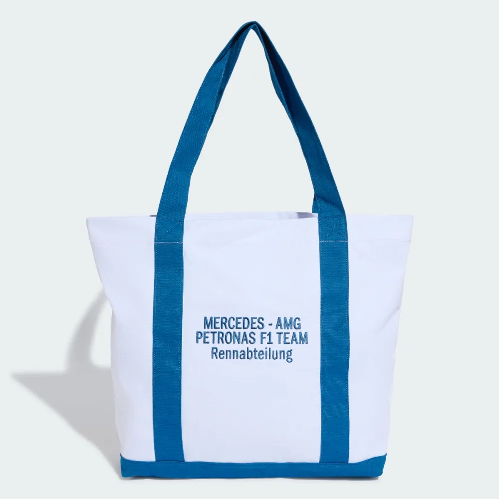【adidas 愛迪達】MERCEDES - AMG PETRONAS F1 TEAM BLUE WONDERS 托特包(KW1994 ORIGINALS休閒肩背包)