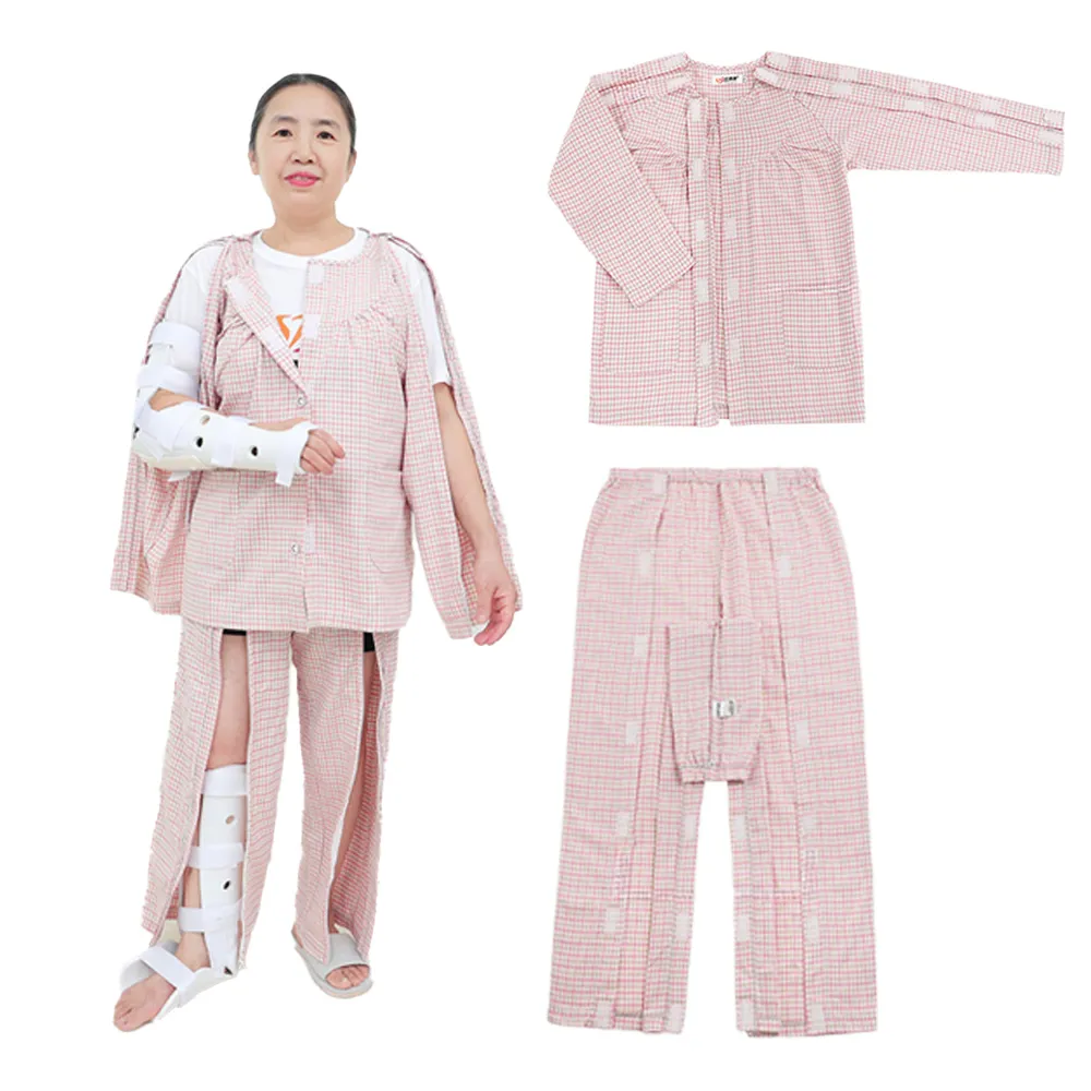 【COMET】四季款純棉易穿脫全開式女士護理服(臥床癱瘓老人服 術後骨折服 一片式護理服 患者病人服/JRK-802)