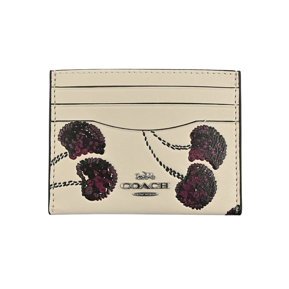 【COACH】皮革雙面名片/票卡夾(仿刺繡/櫻桃皮雕/亮粉燙印/白堊色)