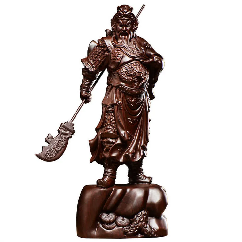 黑檀木雕像 關公像擺件 實木武財神關羽神像 家居玄關辦公室裝飾品 關雲長工藝品(關公神像 60cm)