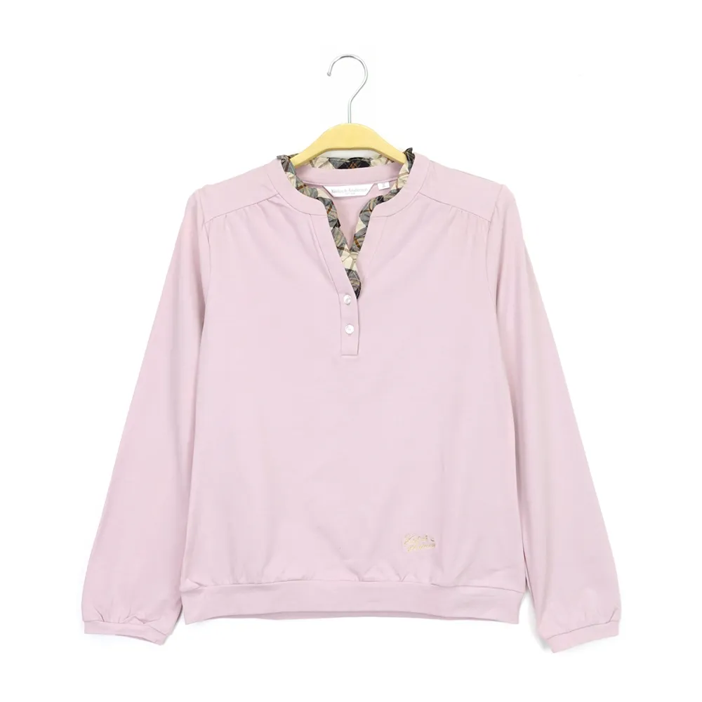 【Kinloch Anderson】格紋襯衫領縮袖棉質長袖上衣 金安德森女裝(KA0963010 粉櫻/黑)