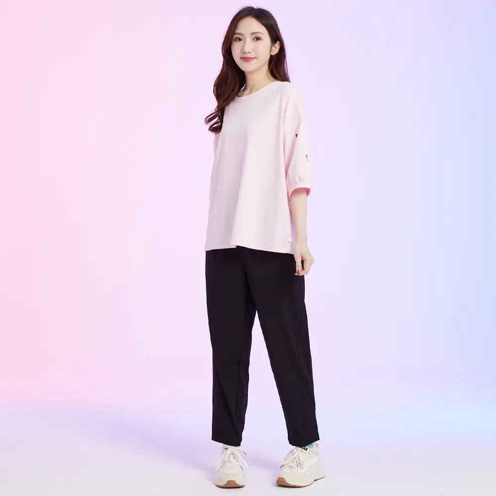 【betty’s 貝蒂思】跳色壓線剪裁繭型休閒褲(黑色)