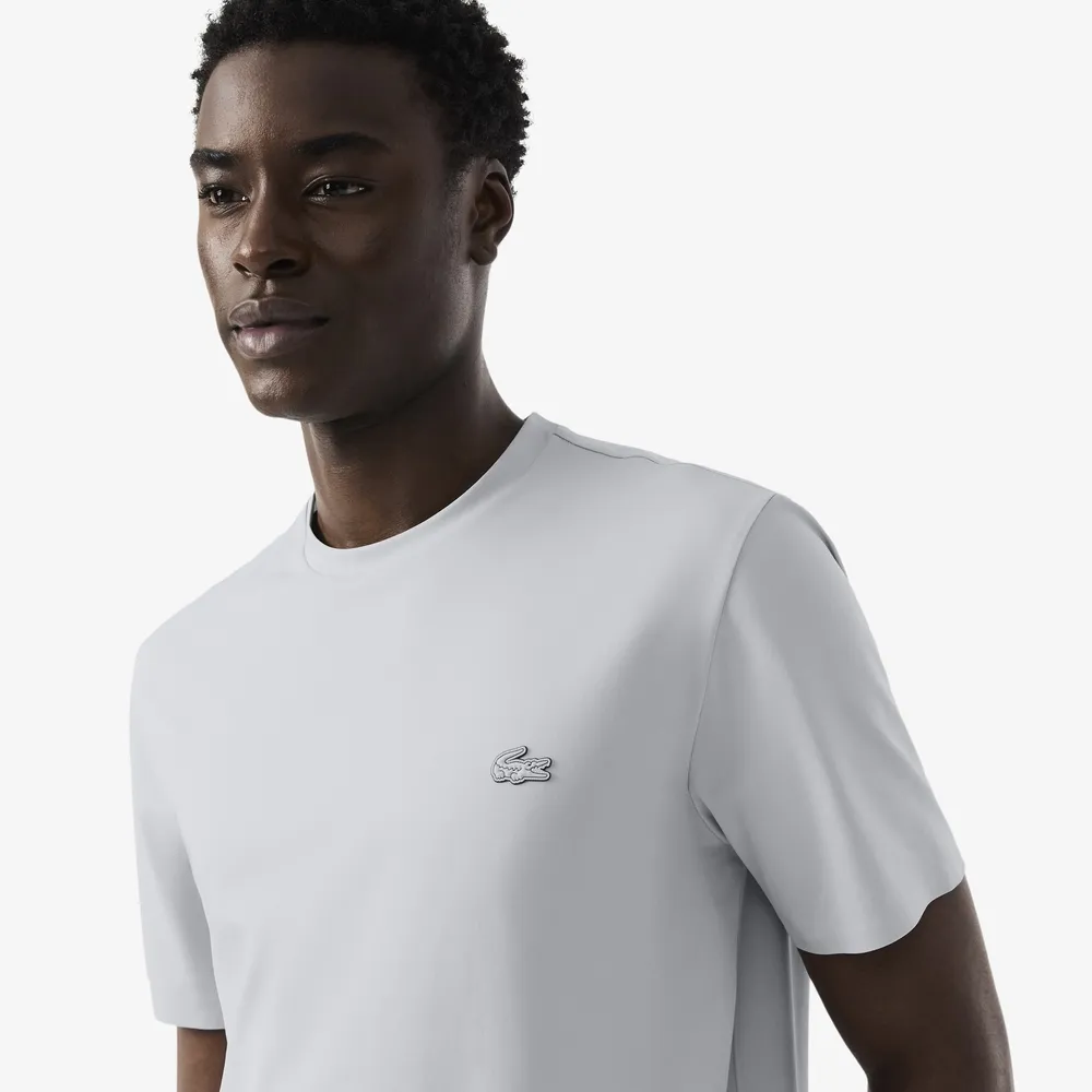 【LACOSTE】男款-防曬修身短袖圓領T(灰色)