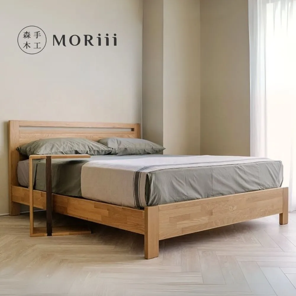 【MORiii  森手木工】新和風 雙人特大7尺白橡木實木床架(台灣製 白橡木 實木床架)