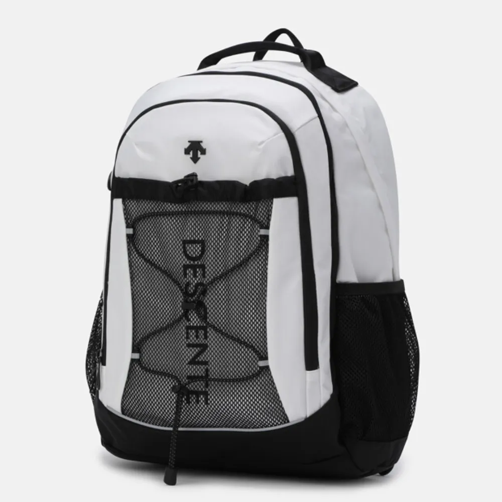 【DESCENTE】後背包 書包 運動包 筆電包 雙層 大容量 STRING JR. BACKPACK 23L 白 SR123UBP12-WHT0
