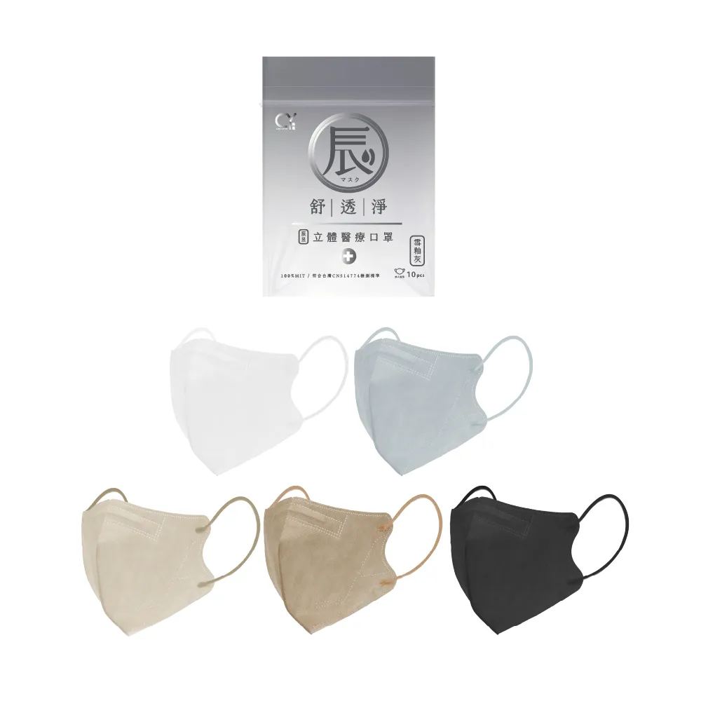 【辰昱】辰昱3D立體醫療口罩10入/包(有鼻樑壓條/透氣成人加大3D口罩)