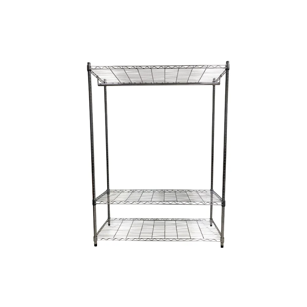 【A+Courbe】MIT耐重三層架-附衣桿 45x120x150cm(鐵力士架/鐵架/收納架/置物架/層架/架子)