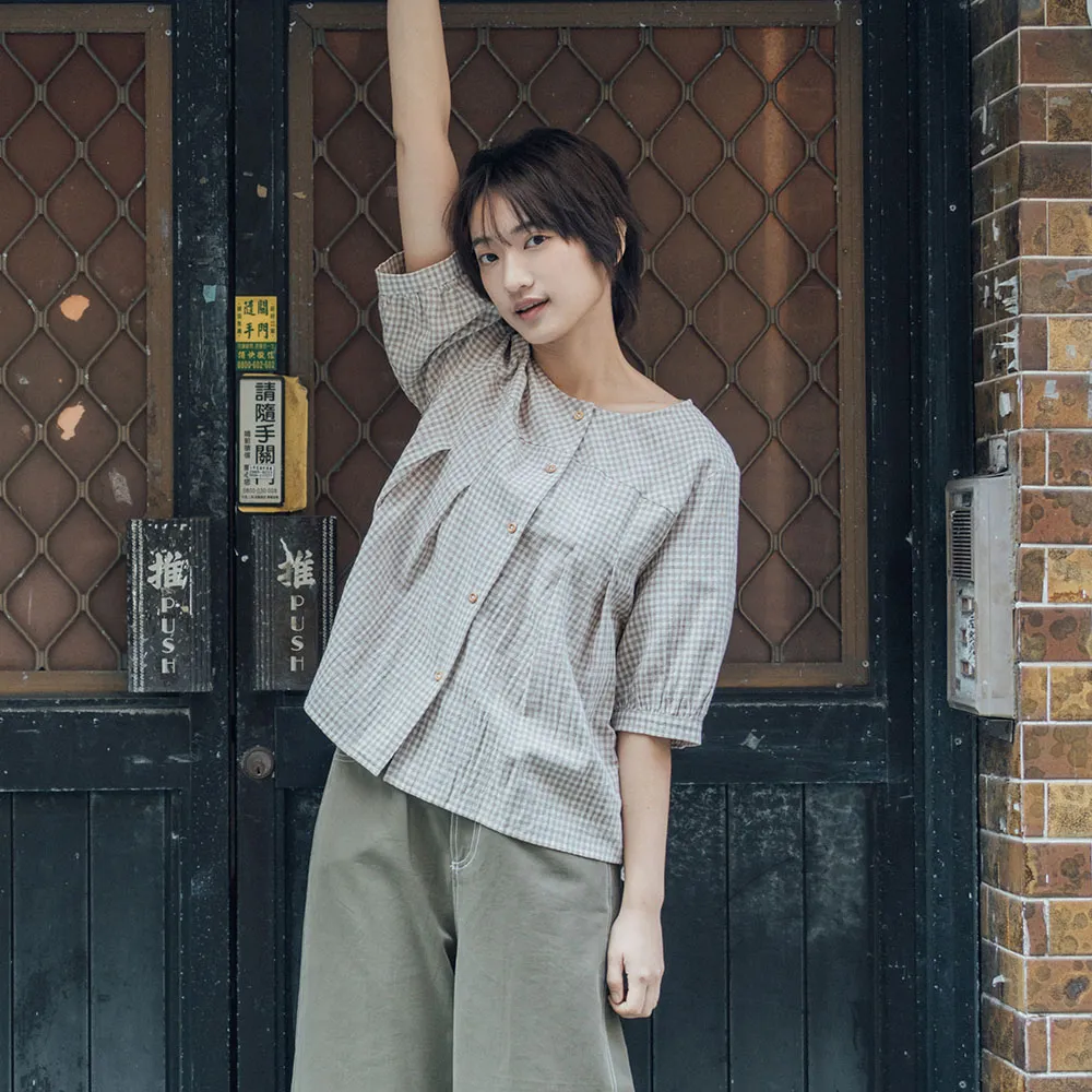 【PINK NEW GIRL】清新層次感格子上衣 (2色) A2201AC