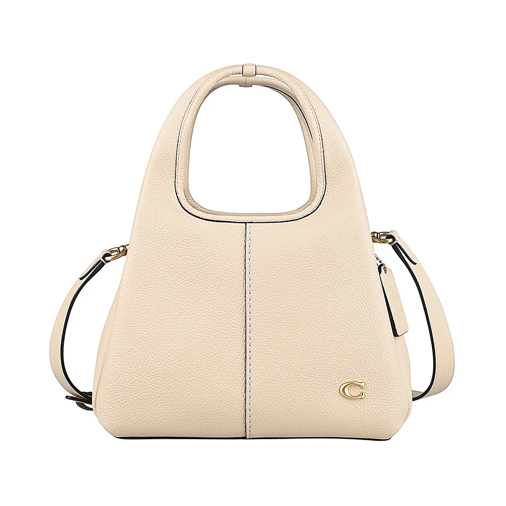 【COACH】COACH Lana 23 23復古C字LOGO縫線設計牛皮手提斜背菜籃包(象牙白)