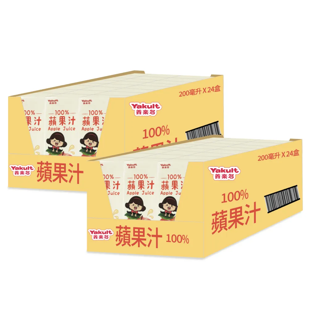 【Yakult 養樂多】100%蘋果汁x2箱(200ml*24入/箱)