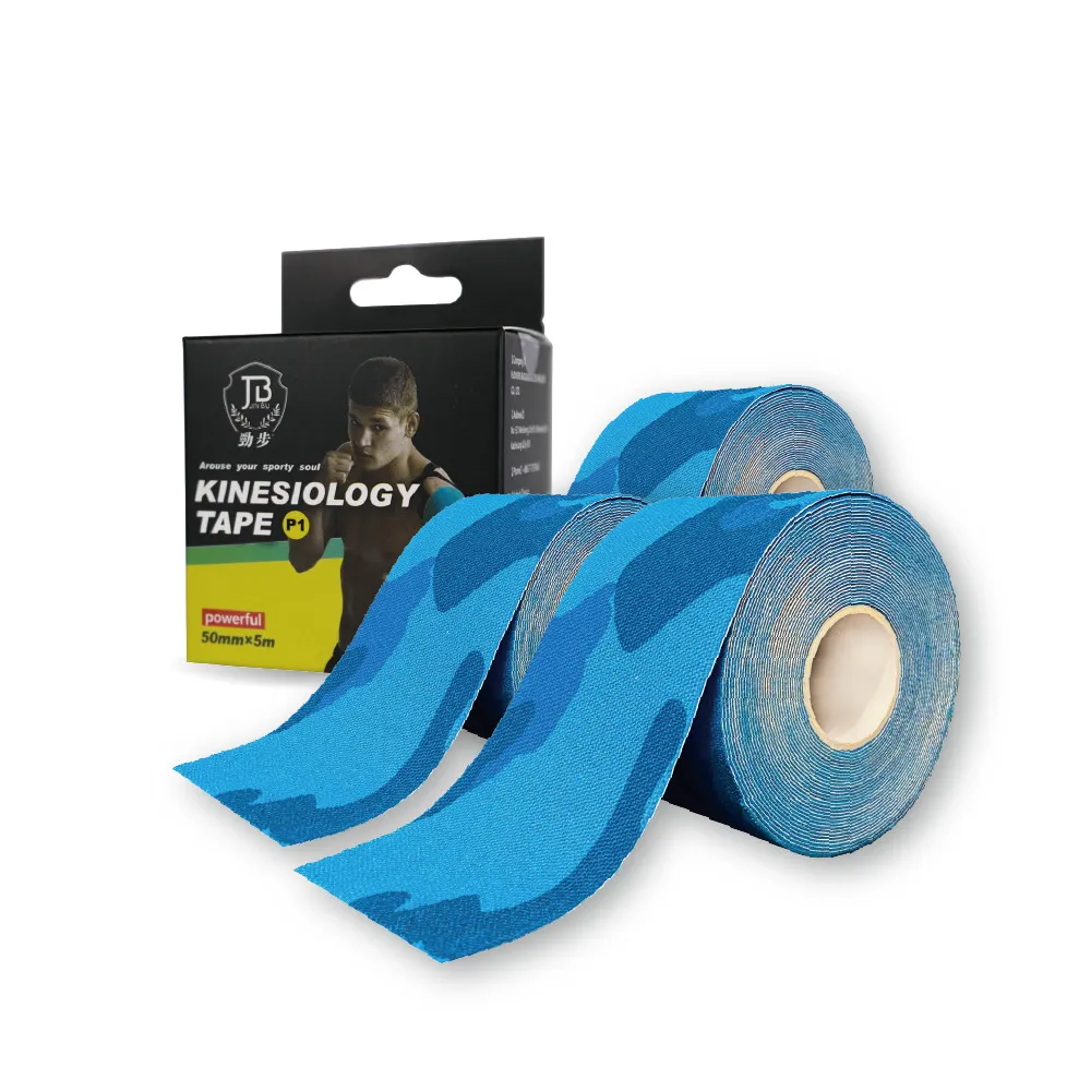 【花芊生技】勁步肌貼 JinBu Kinesiology tape 水藍迷彩 3入組(迷彩系列 運動貼布 肌內效貼布 肌力貼)
