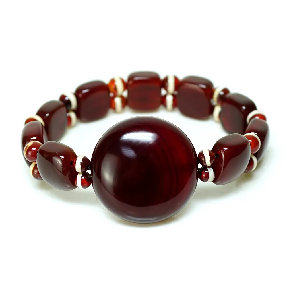 【藏珠家】精品30mm紅玉髓圓板珠天珠手鍊