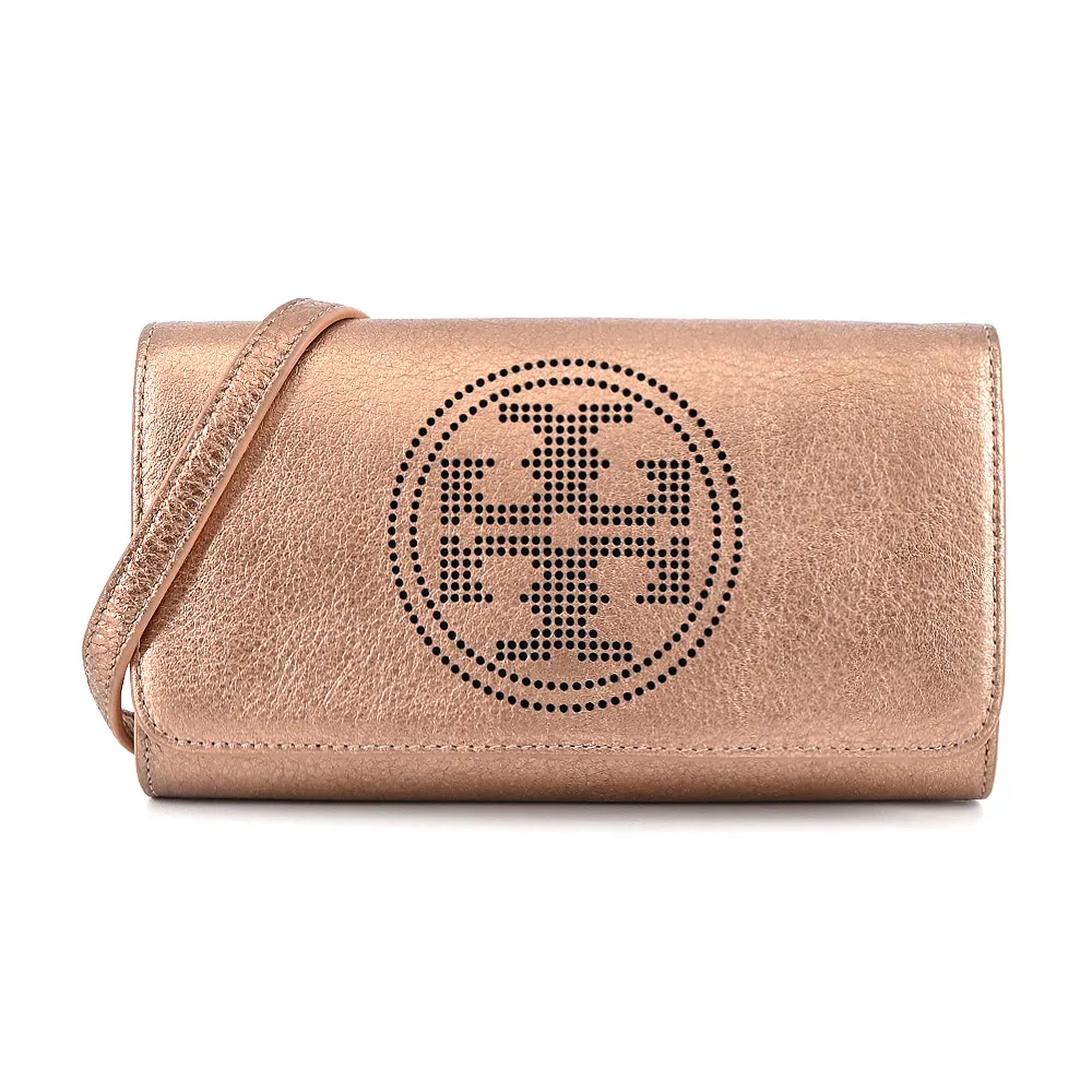 【TORY BURCH】洞洞LOGO晚宴/斜背包(玫瑰金/展示品)