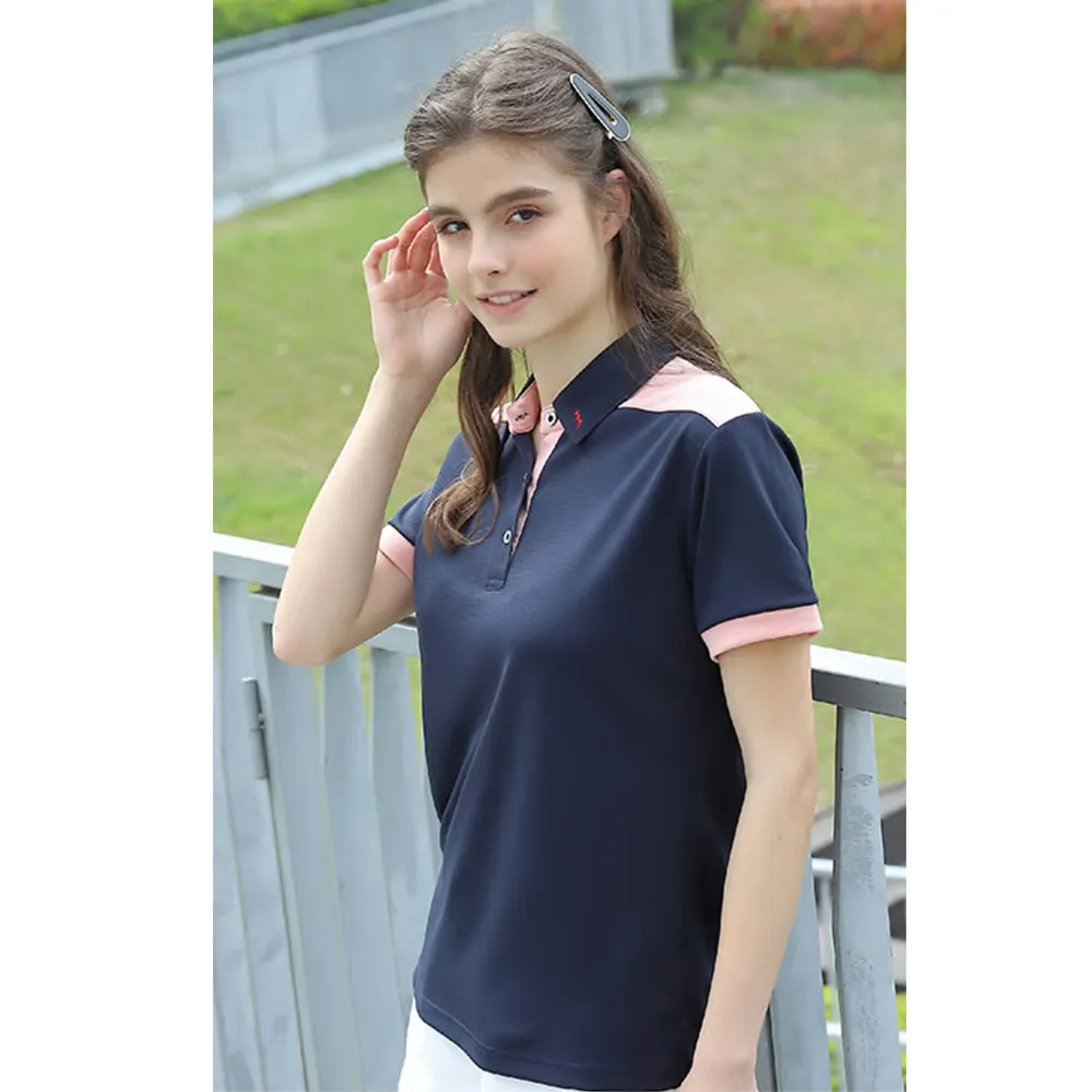【Per GIBO】簡約拼接女短POLO衫(PK252983丈青)