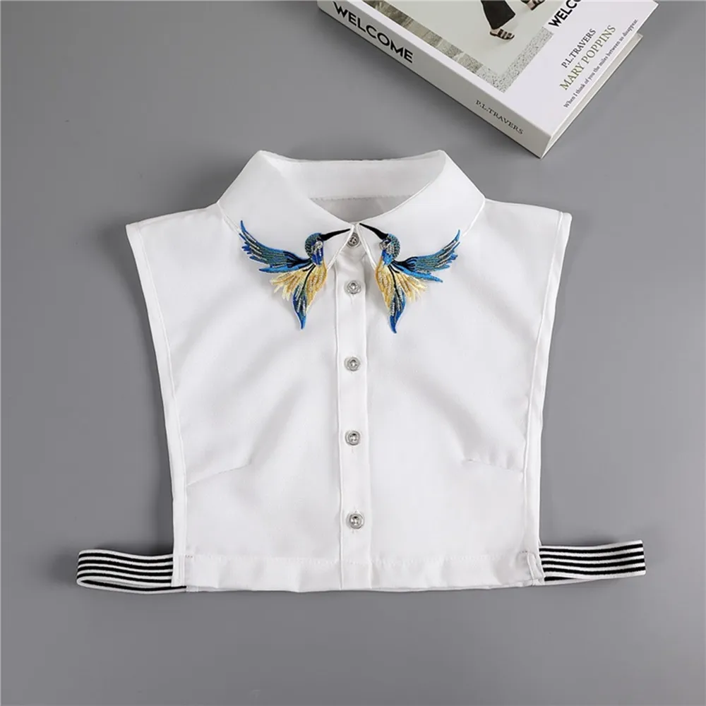 【米蘭精品】現貨+預購 假領子襯衫領片(飛鳥刺繡個性尖領女裝配件74ko66)