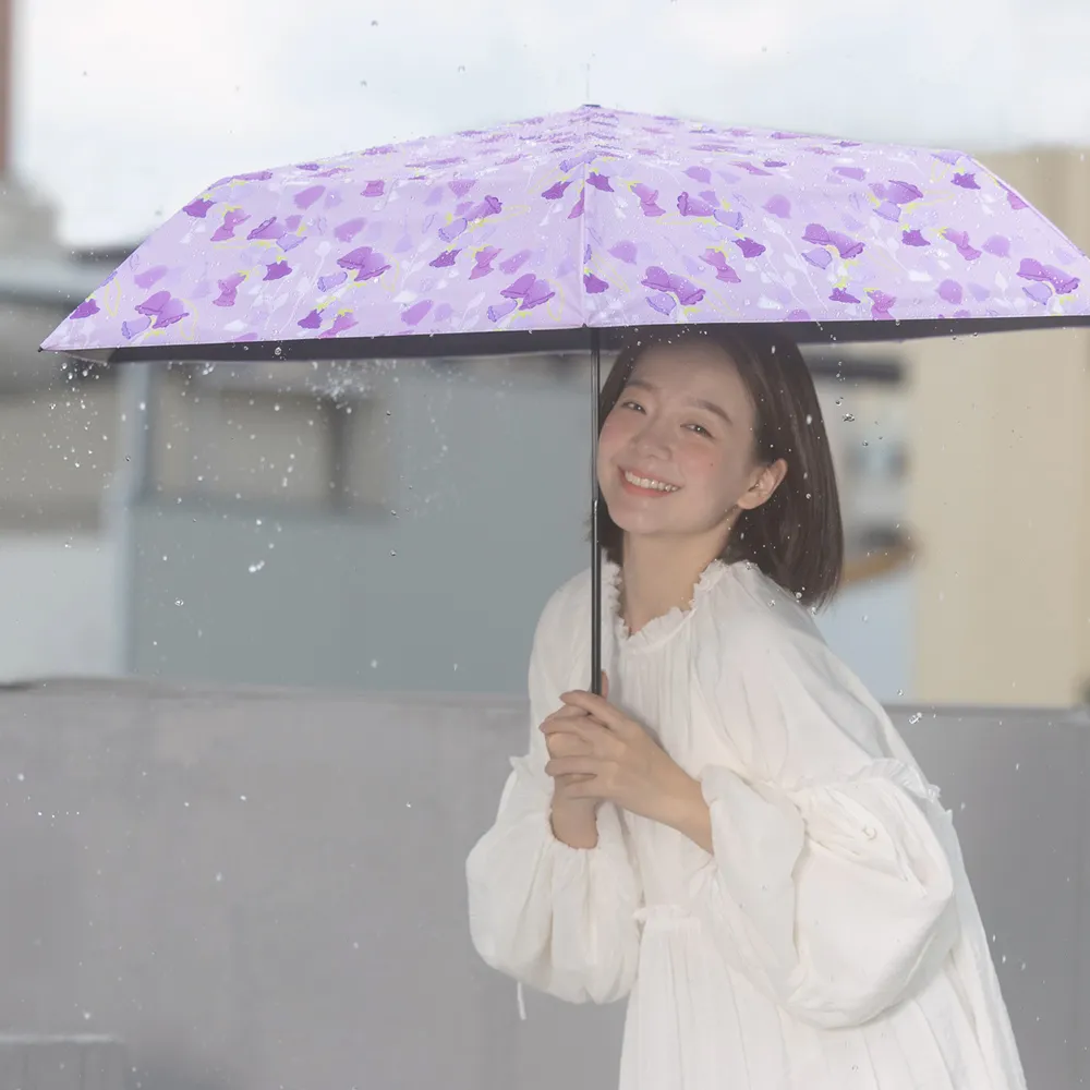 【rento】碳纖輕量黑膠晴雨傘-風鈴草(碳纖傘骨 日系傘 黑膠傘 防曬 降溫  抗UV)