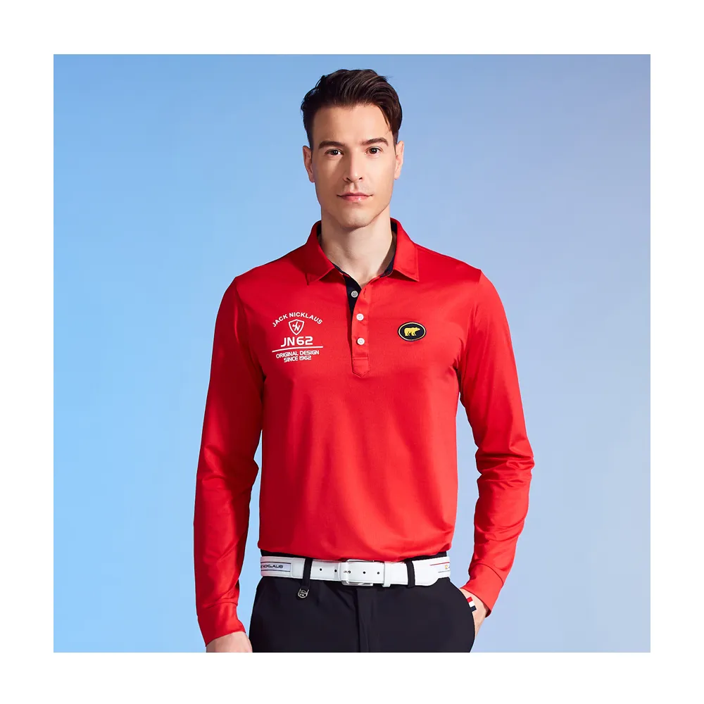 【Jack Nicklaus 金熊】GOLF男款經典系列POLO衫/高爾夫球衫(紅色)