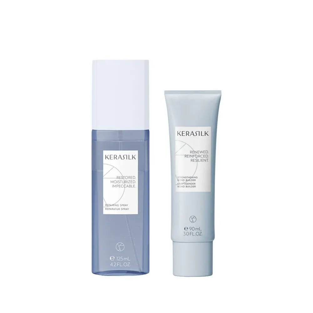 【KERASILK】女神級髮質養成術☆髮繃帶緊緻露125ml+重建乳90ml(受損髮質適用/還原髮絲強韌彈性/抗熱修護)