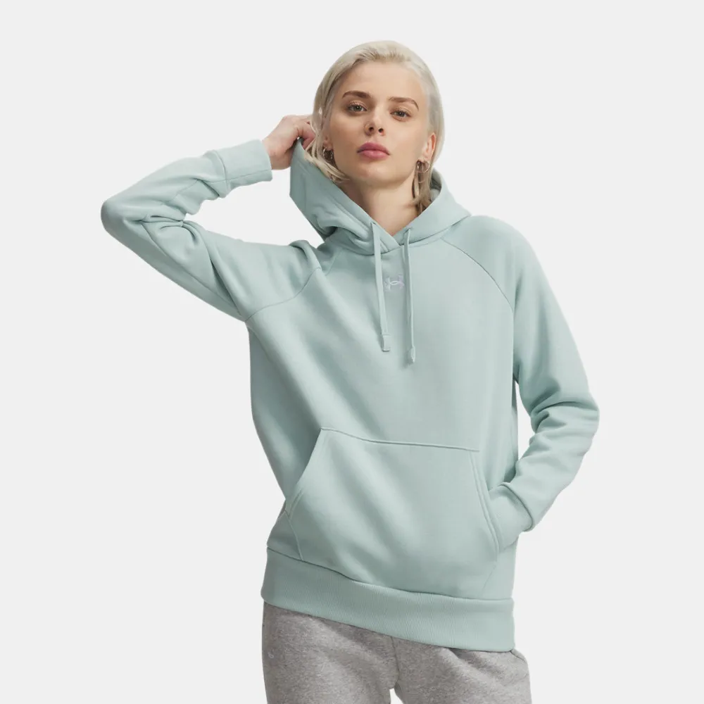 【UNDER ARMOUR】UA 女 Rival Fleece 長袖帽T_1379500-477(藍綠色)