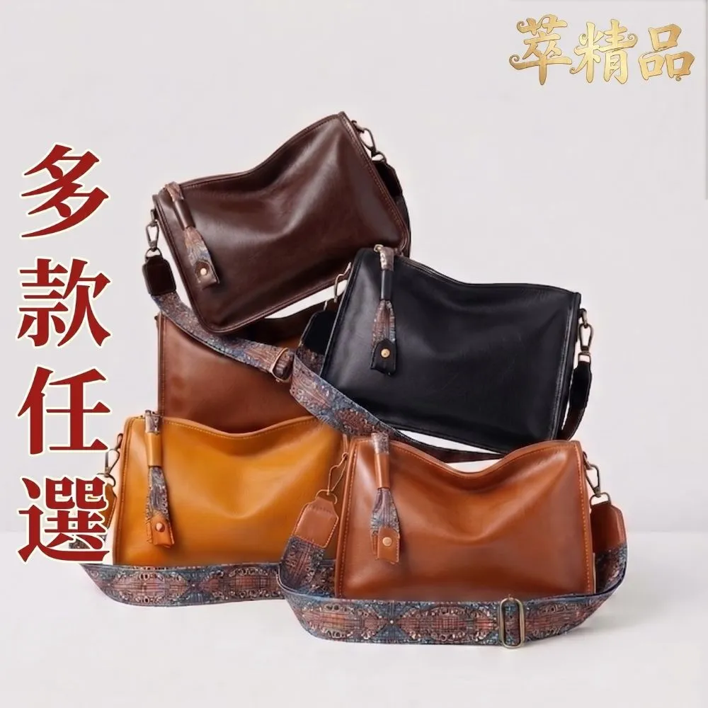 【米蘭精品】雙11優惠 真牛皮側背包手提包斜背包隨身單肩托特包(真皮包包百搭復古大氣女包包4色t1mk67)