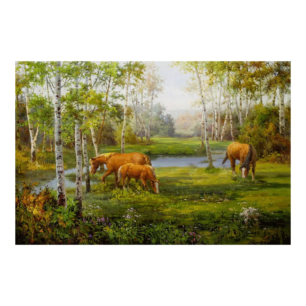 【御畫房】湖畔風光 國家一級畫師手繪油畫60×90cm(VF-15)