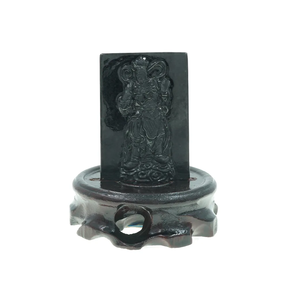 【喜緣玉品】四大天王 天然翡翠A貨 烏雞翡翠 廣目天王 風水擺設 擺件-僅此一品(開運風水)(直)