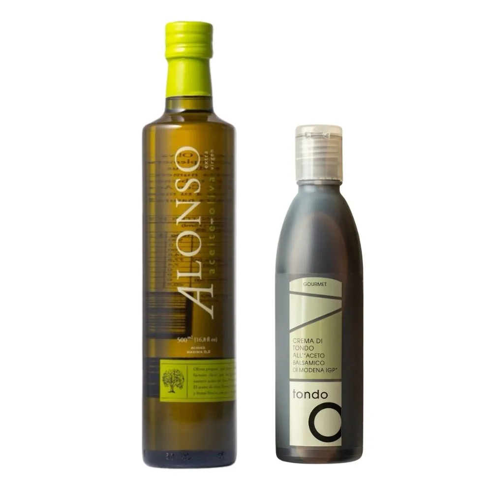 【Alonso】特級初榨橄欖油 500ml + Tondo 傳統巴薩米克醋膏 250ml(自然釀造•料理提味首選)雙11
