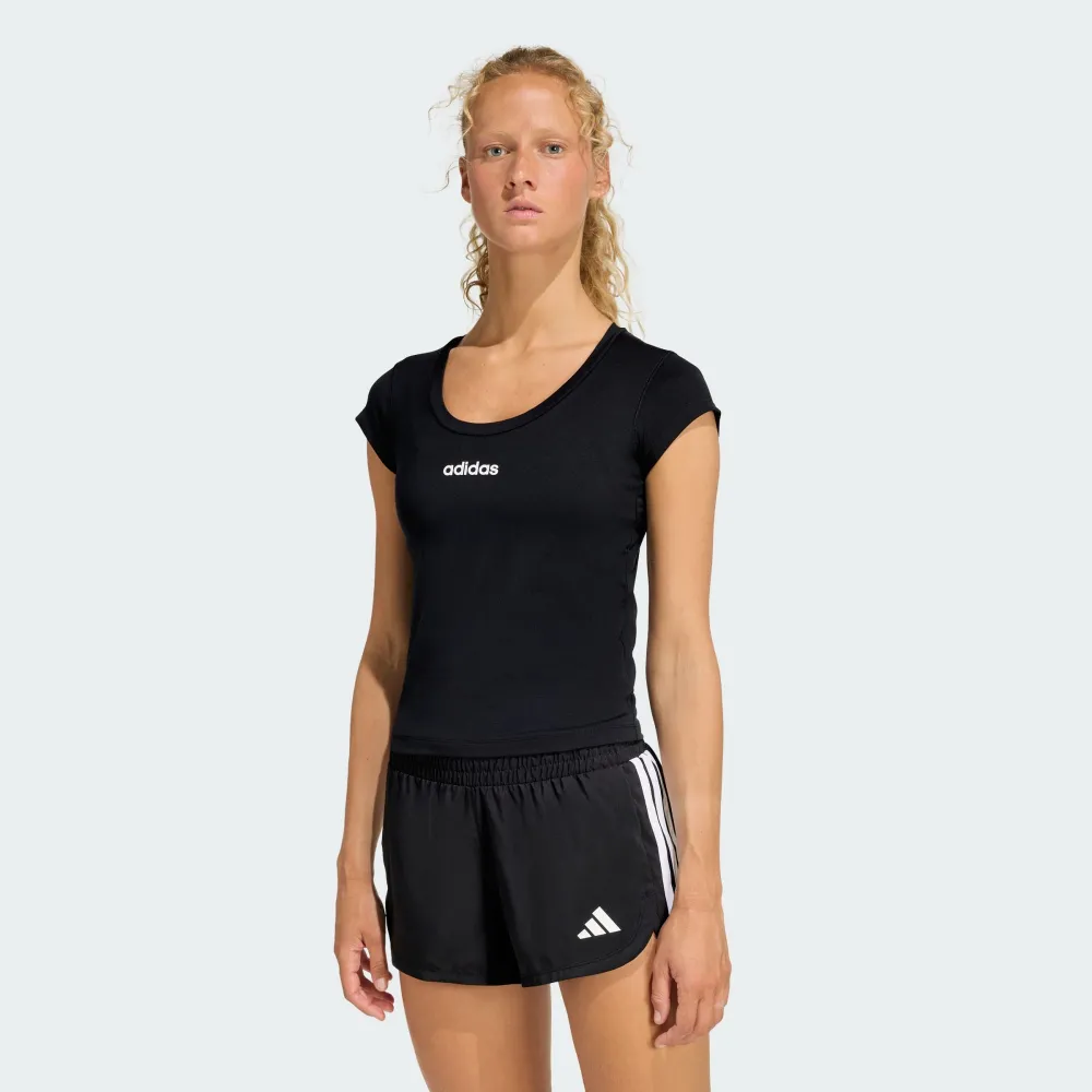 【adidas 愛迪達】短袖上衣 女  Q1 HYG BABY TEE 黑 KC7676