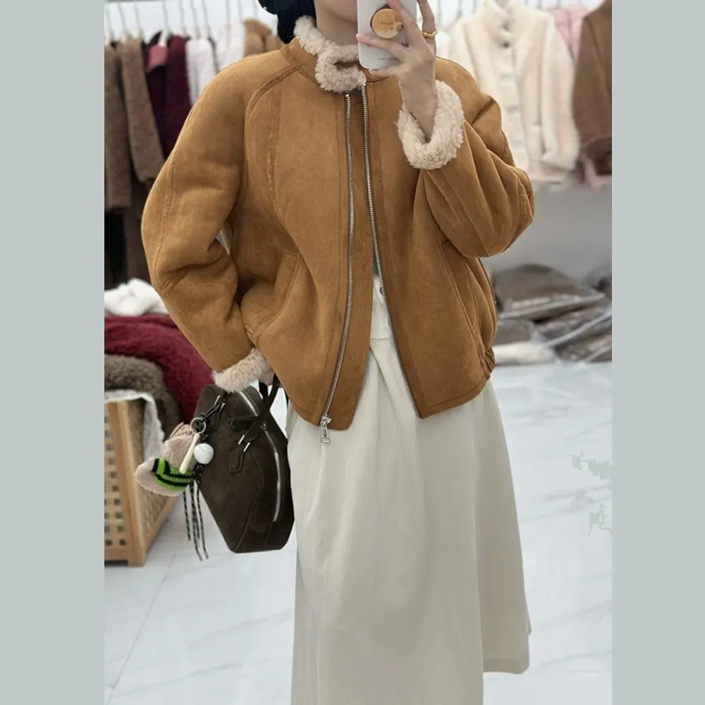 【巴黎精品】現貨+預購 羊羔毛外套皮草大衣(冬季皮毛伊底女外套2色a1iu56)