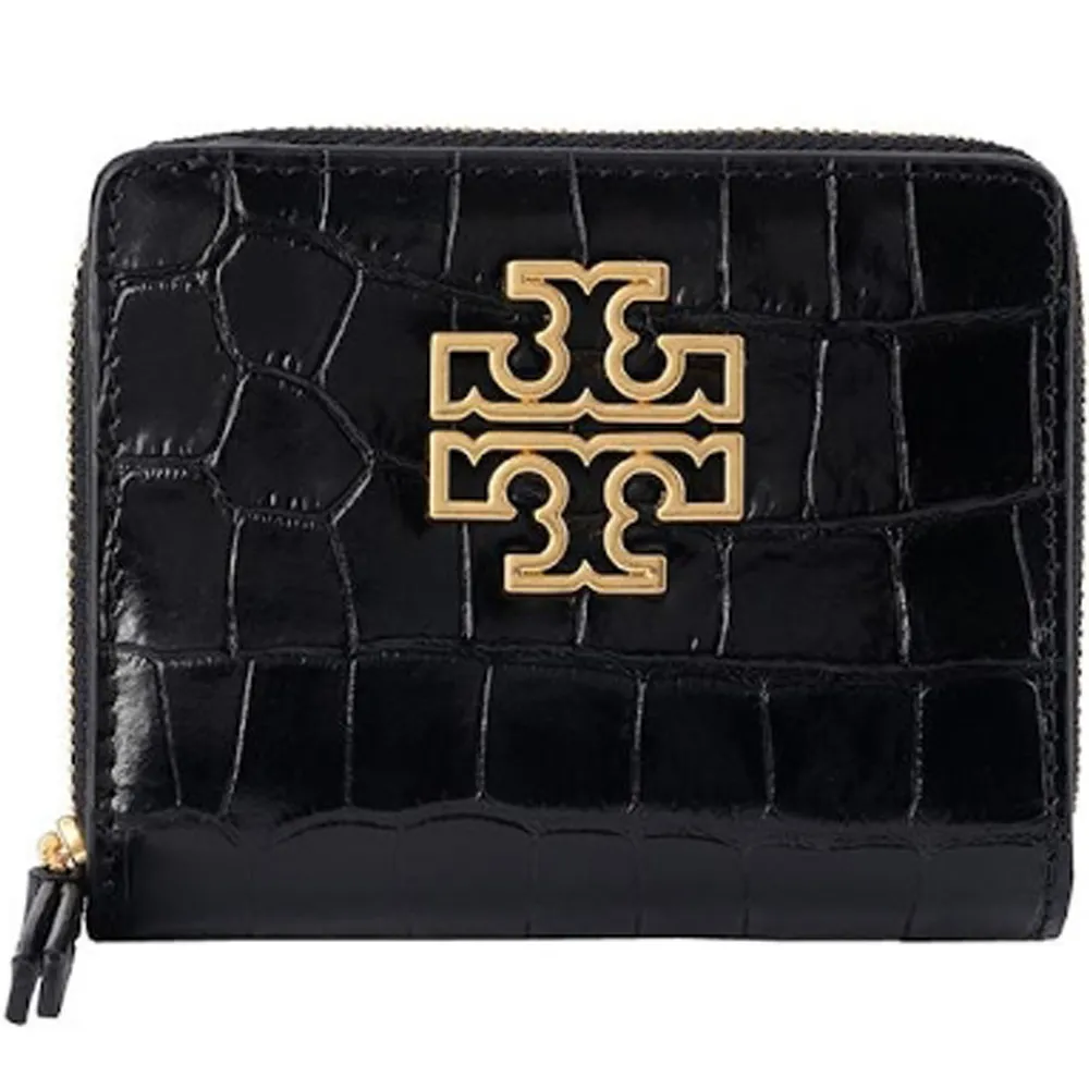 【TORY BURCH】專櫃款海軍藍織紋布經典LOGO大款手提斜背搖擺包