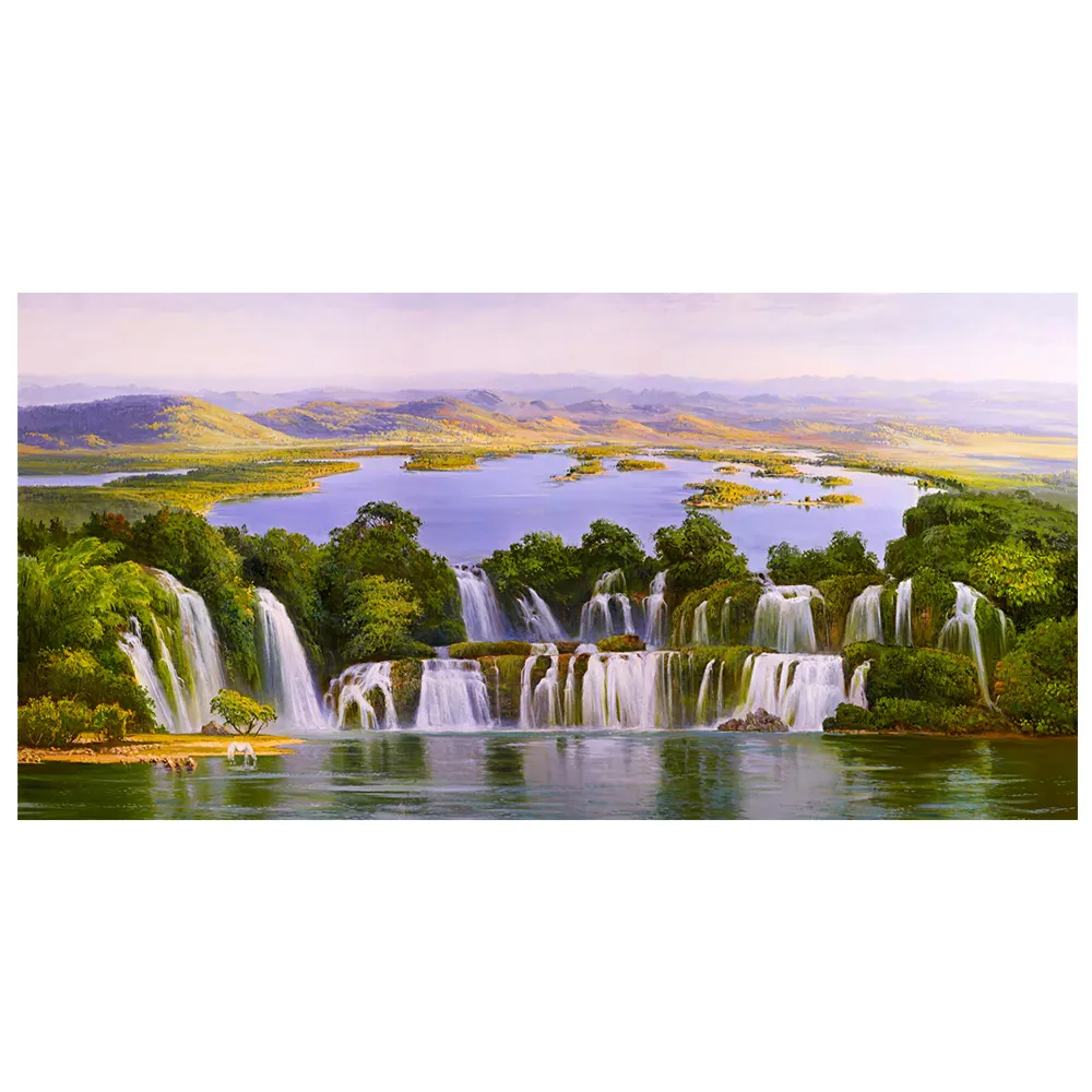 【御畫房】天瀑 國家一級畫師手繪油畫60×120cm(VF-118)