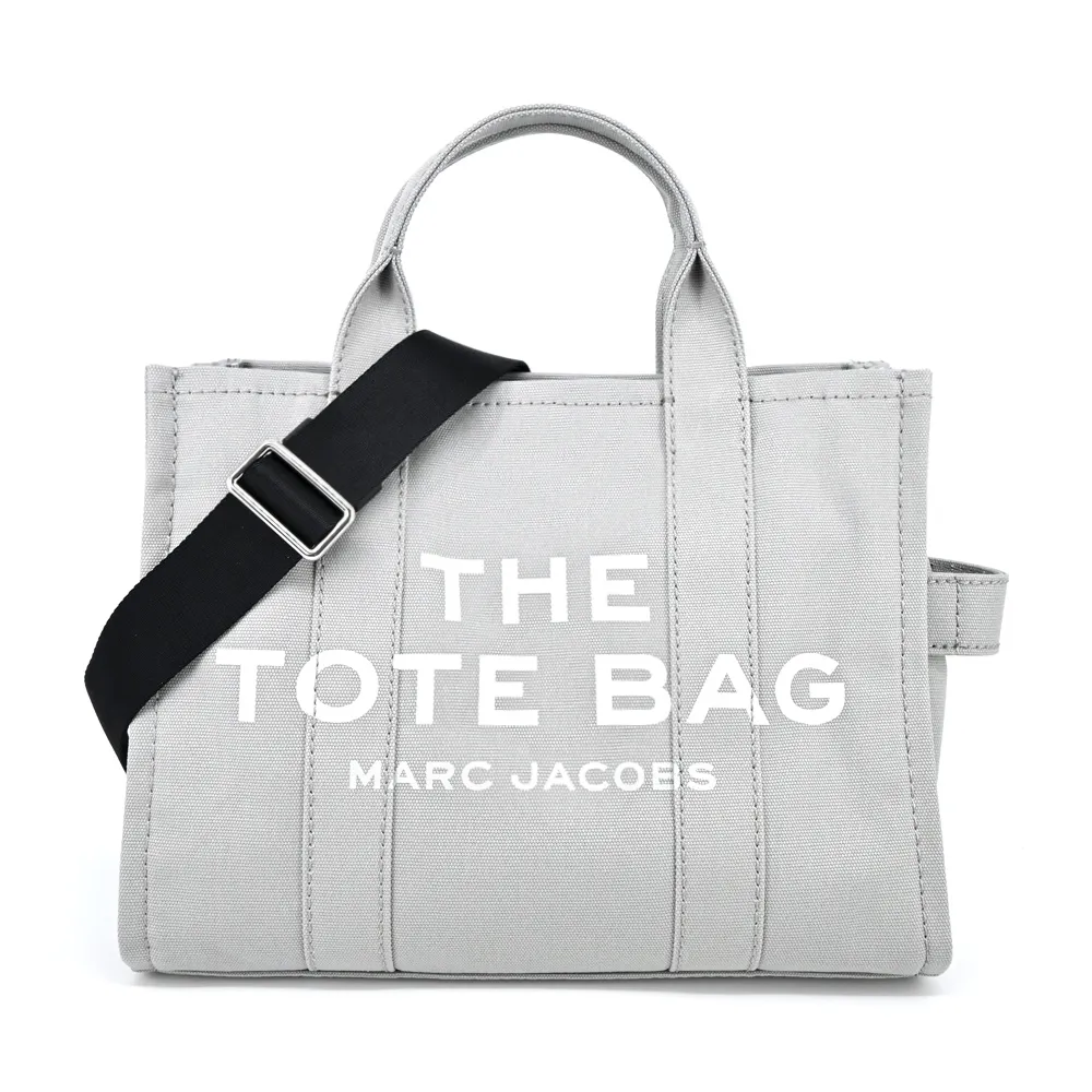 【MARC JACOBS 馬克賈伯】Small TOTE 字母印花帆布兩用托特包(小/灰)