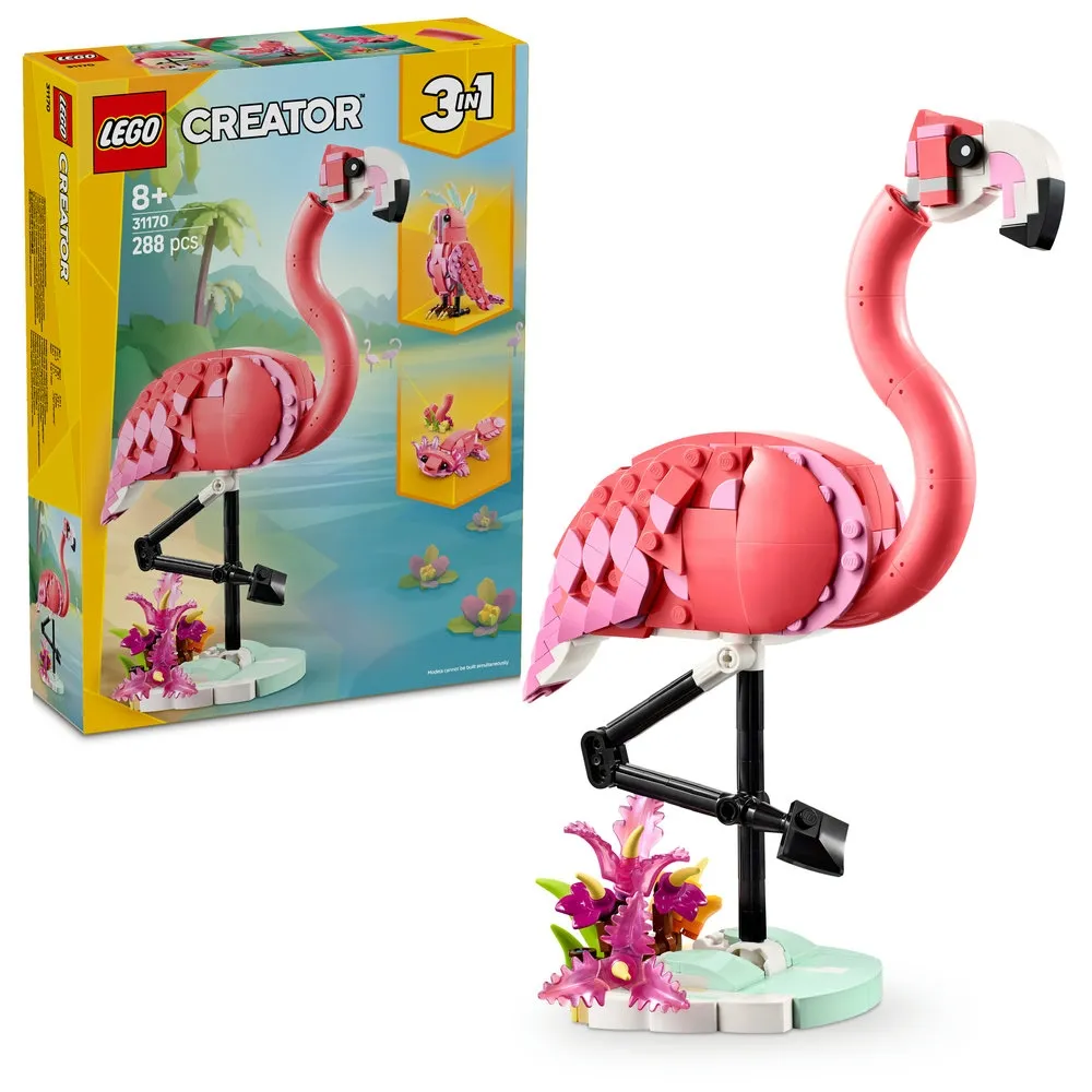 【LEGO 樂高】創意百變系列3合1 31170 野生動物：粉紅紅鶴(動物玩具 兒童積木 玩具)
